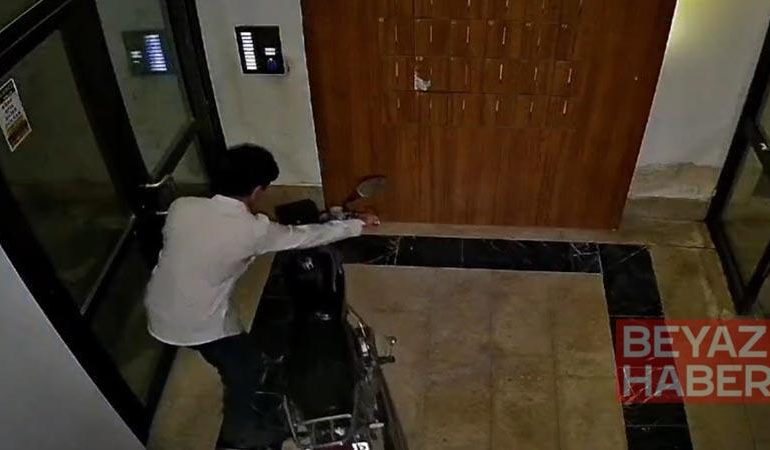 Motosikleti sürükleyerek çaldı; o anlar kamerada