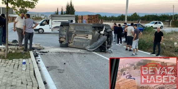 Refüje çarpan otomobilin devrilmesi kamerada; 1 yaralı