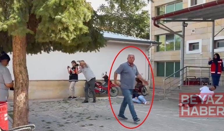 Mahalle muhtarı hastane önündeki tatbikatı gerçek sandı; o anlar görüntülendi