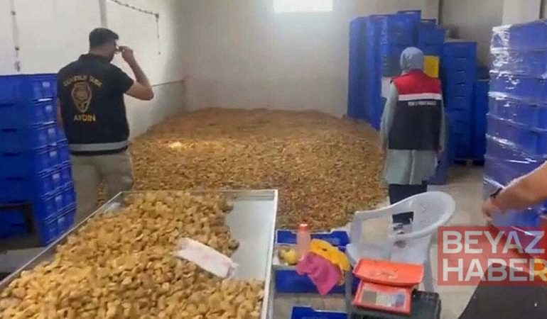 İncir işletmesinde 25 ton etiketsiz ürün ele geçirildi