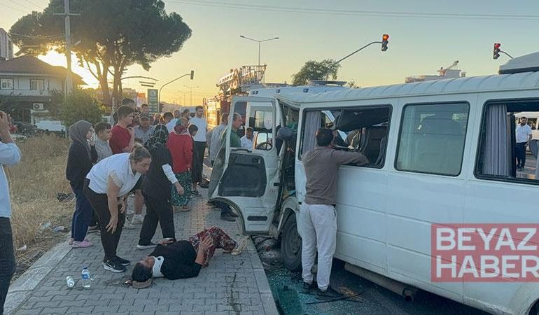 Beton mikseri karşı yola geçip iki minibüsle çarpıştı; 1 ölü, 8 yaralı