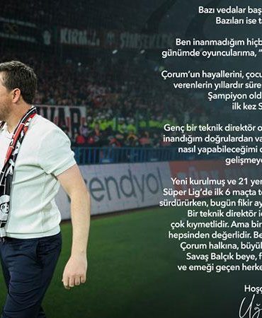 Uğur Uçar: Hoşça kal Çorum