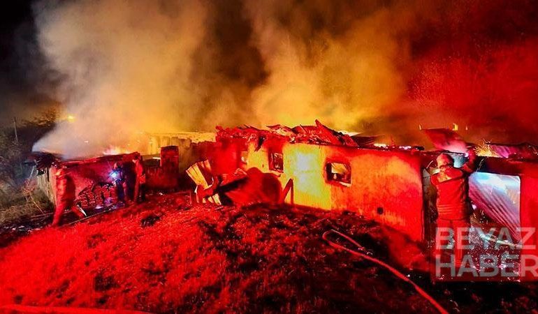 Yangında büyükbaş hayvanları köylüler kurtardı