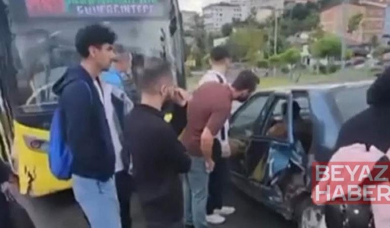 Başakşehir’de İETT otobüsü ile otomobil çarpıştı: 3 yaralı