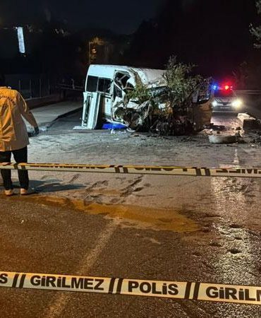 Minibüs trafik tabelası, elektrik direği ve ağaca çarptı: 6 yaralı