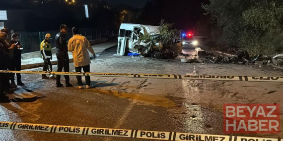 Minibüs trafik tabelası, elektrik direği ve ağaca çarptı: 6 yaralı