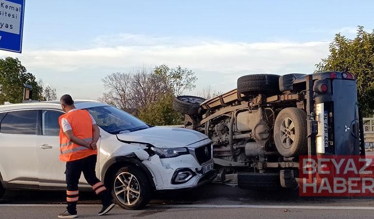 İçinde çocukla birlikte kaçırdığı otomobille yayaya ve 2 araca çarptı; 3 yaralı