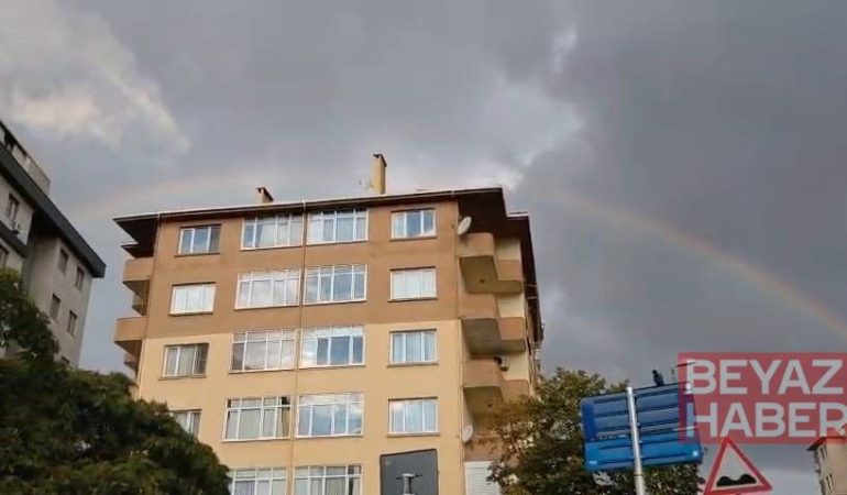 Ataşehir’de yağmur sonrası gökkuşağı
