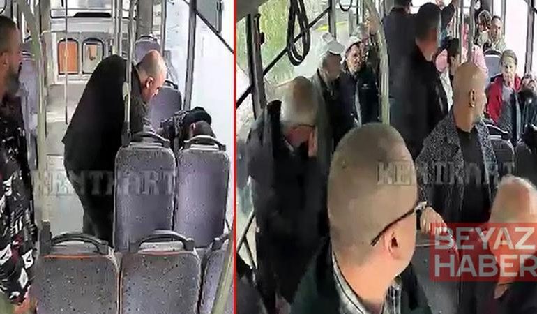 Midibüste epilepsi nöbeti geçiren yolcuya ilk müdahaleyi sürücüler yaptı; o anlar kamerada