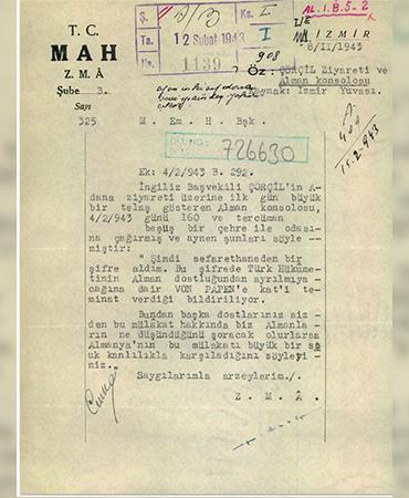 MİT, İnönü ile Churchill görüşmesinin Alman çevrelerine yansımasına ilişkin belgeyi paylaştı