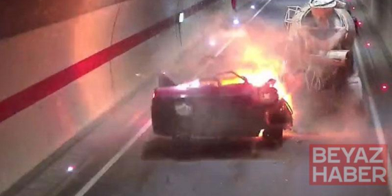 Tünelde beton mikserine çarpan otomobilin sürücüsü öldü