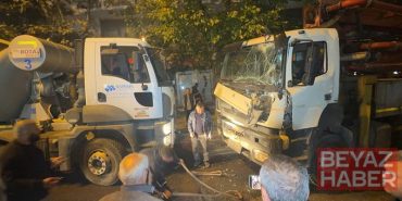 Avcılar’da yokuşta kayan beton pompası park halindeki 7 araca çarptı