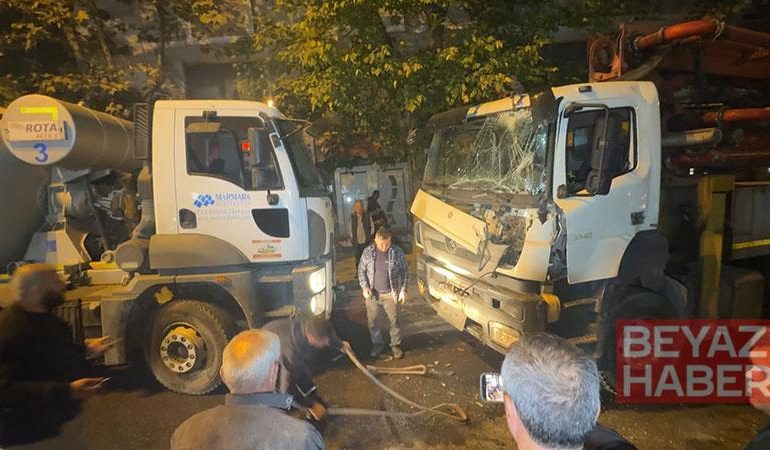 Avcılar’da yokuşta kayan beton pompası park halindeki 7 araca çarptı