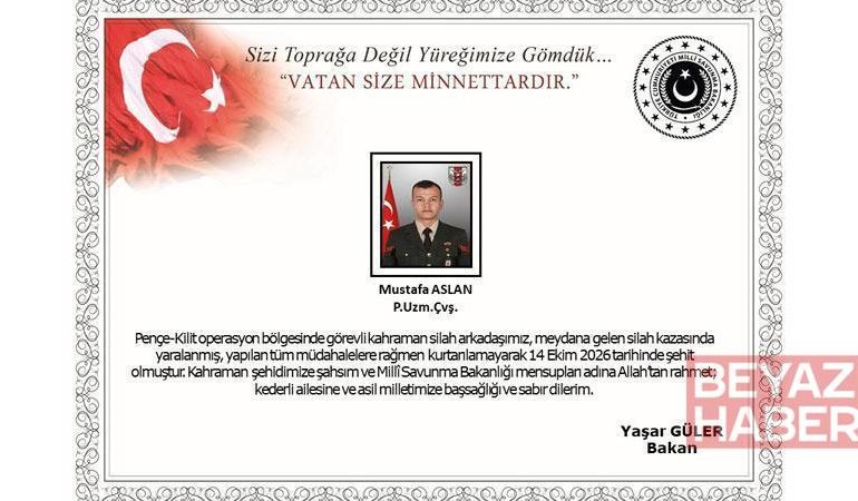 Silah kazasında yaralanan asker şehit oldu