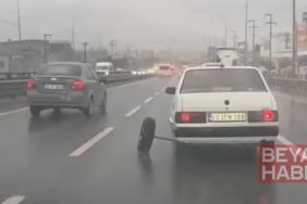Seyir halindeki otomobilin aks demiri kırıldı