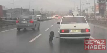 Seyir halindeki otomobilin aks demiri kırıldı