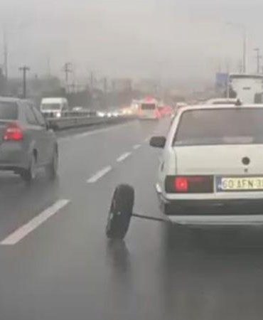 Seyir halindeki otomobilin aks demiri kırıldı