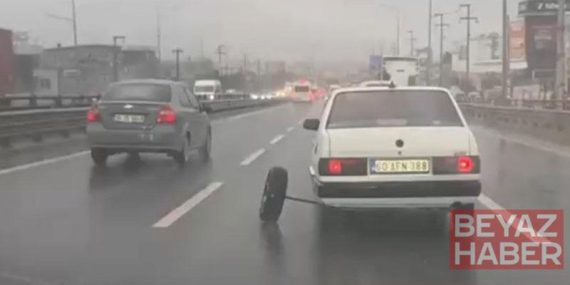 Seyir halindeki otomobilin aks demiri kırıldı