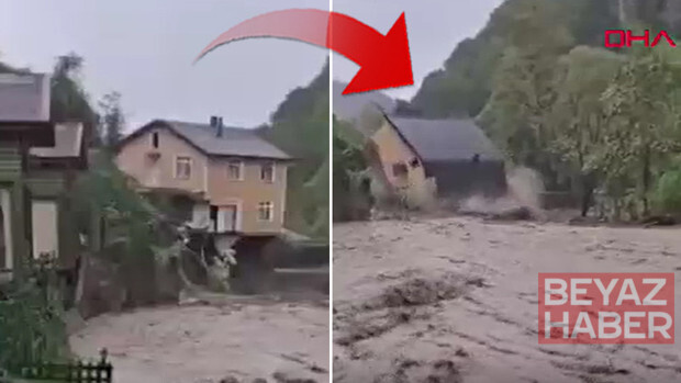 Sakarya'da şiddetli sağanak | Dere kenarındaki iki katlı villa yıkıldı! O anlar kamerada...