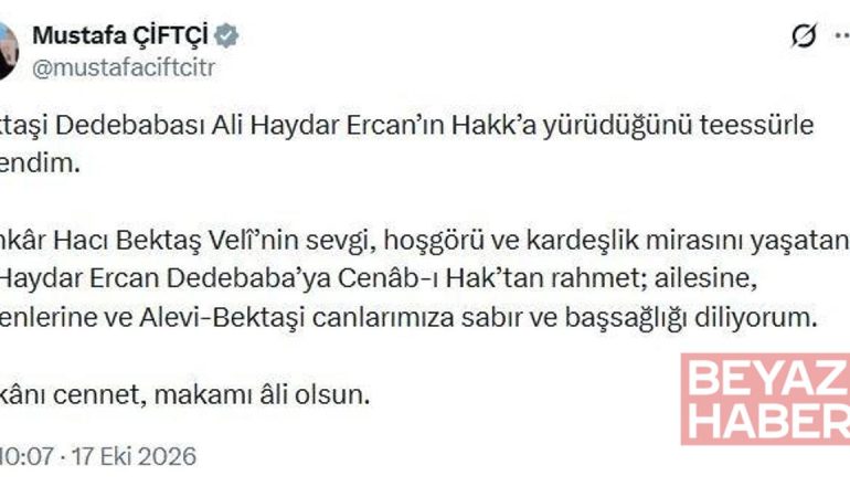 Bakan Çiftçi'den Ali Haydar Ercan için taziye mesajı