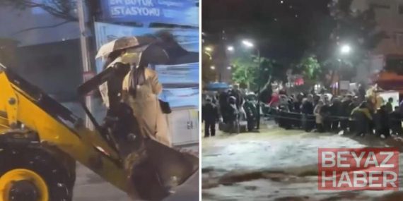 İstanbul'da hayat felç oldu: Kepçe ve halatlarla hayata tutundular