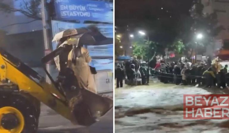 İstanbul'da hayat felç oldu: Kepçe ve halatlarla hayata tutundular